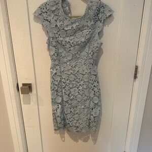 Lulus light blue backless lace dress